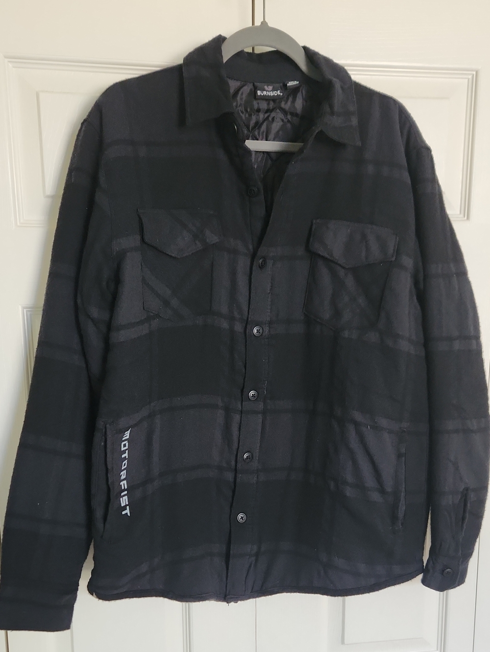 burnside Dark Gray Plaid Lightweight Button-Up Shirt Jacket